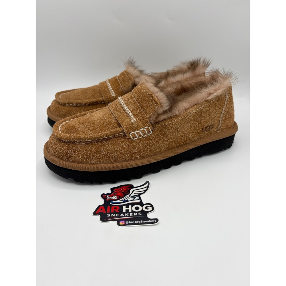 UGG Ellis Loafer Chestnut Suede Faux Fur Lined Shoes 1179390 Womens 7